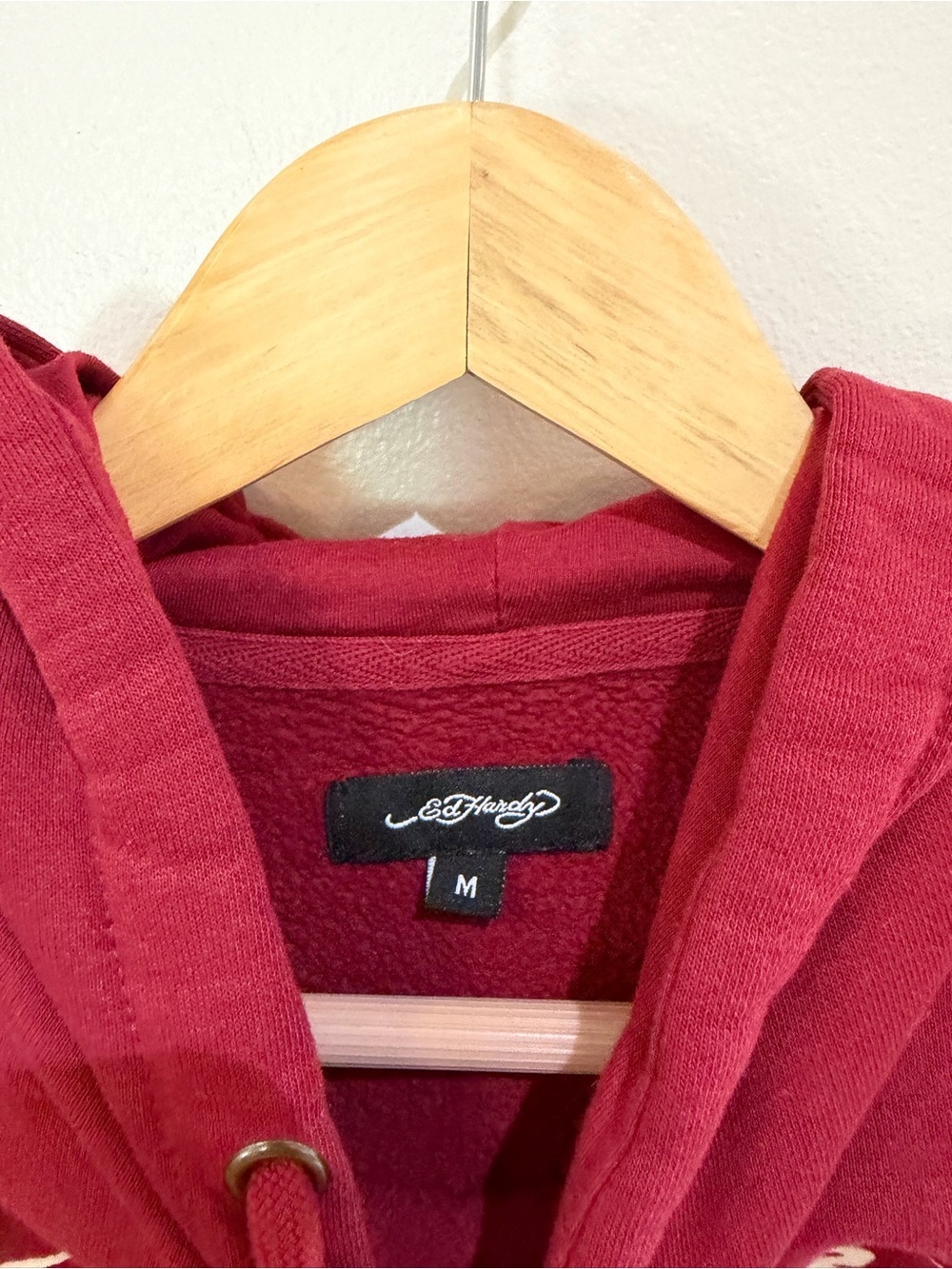 Ed Hardy Retro Koi Fish / Maroon Wine / Cropped Woman’s Hoodie / medium - Picture 6 of 11